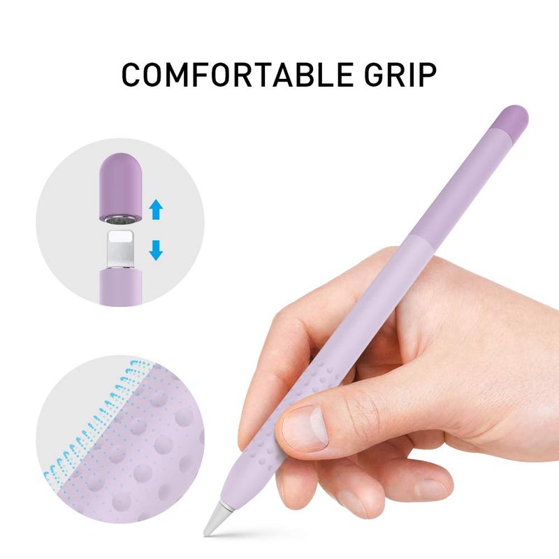 Delidigi iPencil Case for Apple Pencil 1st Generation Gradient Color Silicone Protective Cover Skin Sleeve Accessories Compatible with Apple Pencil 1st Gen Lavender - Image 5